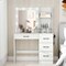 Costway Makeup Vanity Desk with Mirror and Lights Charging Station 3-Color LED Lights White/Black